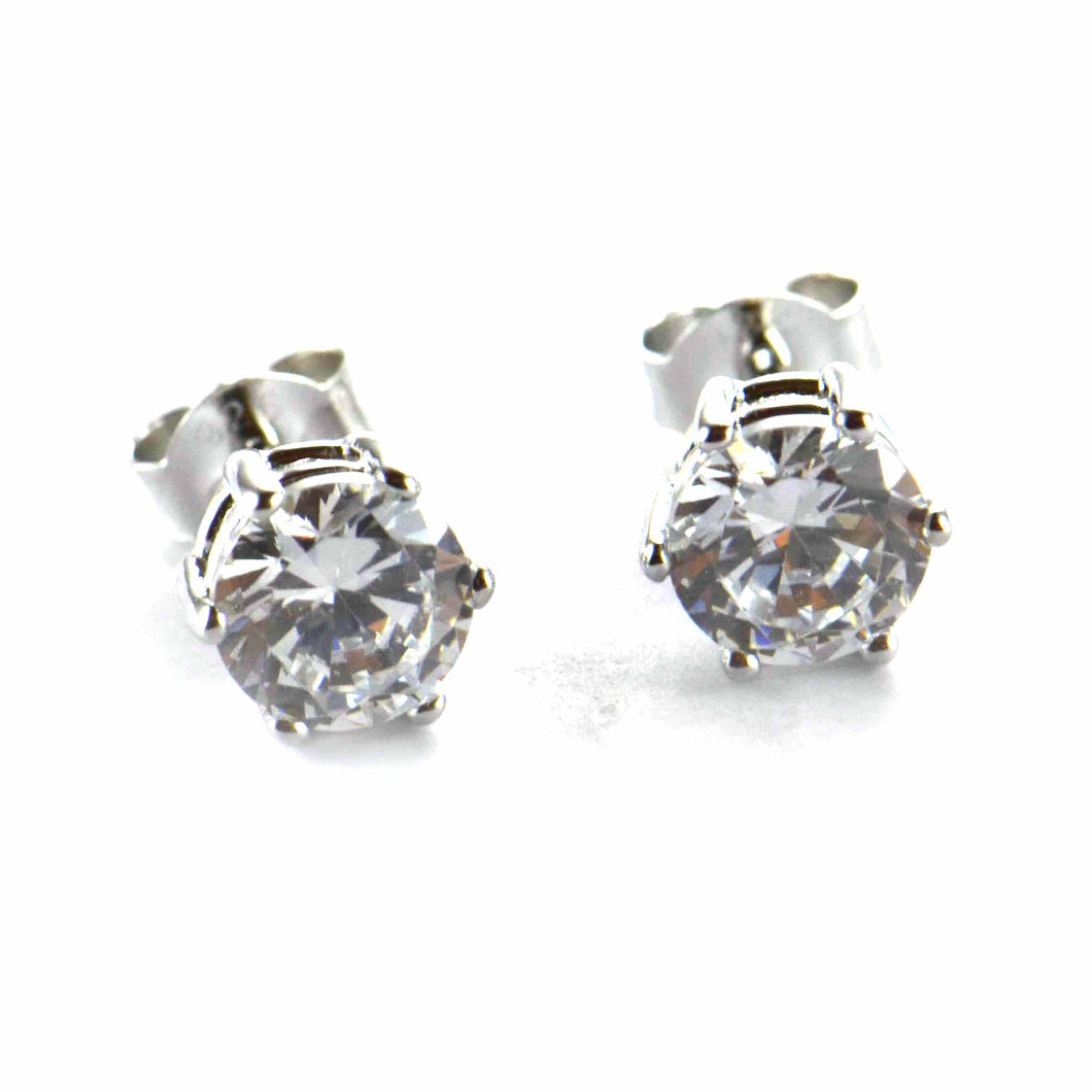 6 claws silver studs earring with 6mm CZ