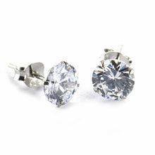 6mm CZ silver stud earring