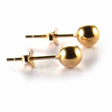 6mm silver ball studs earring with pink gold plating