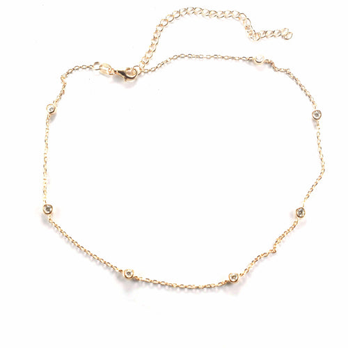 7 CZ silver necklace with pink gold plating