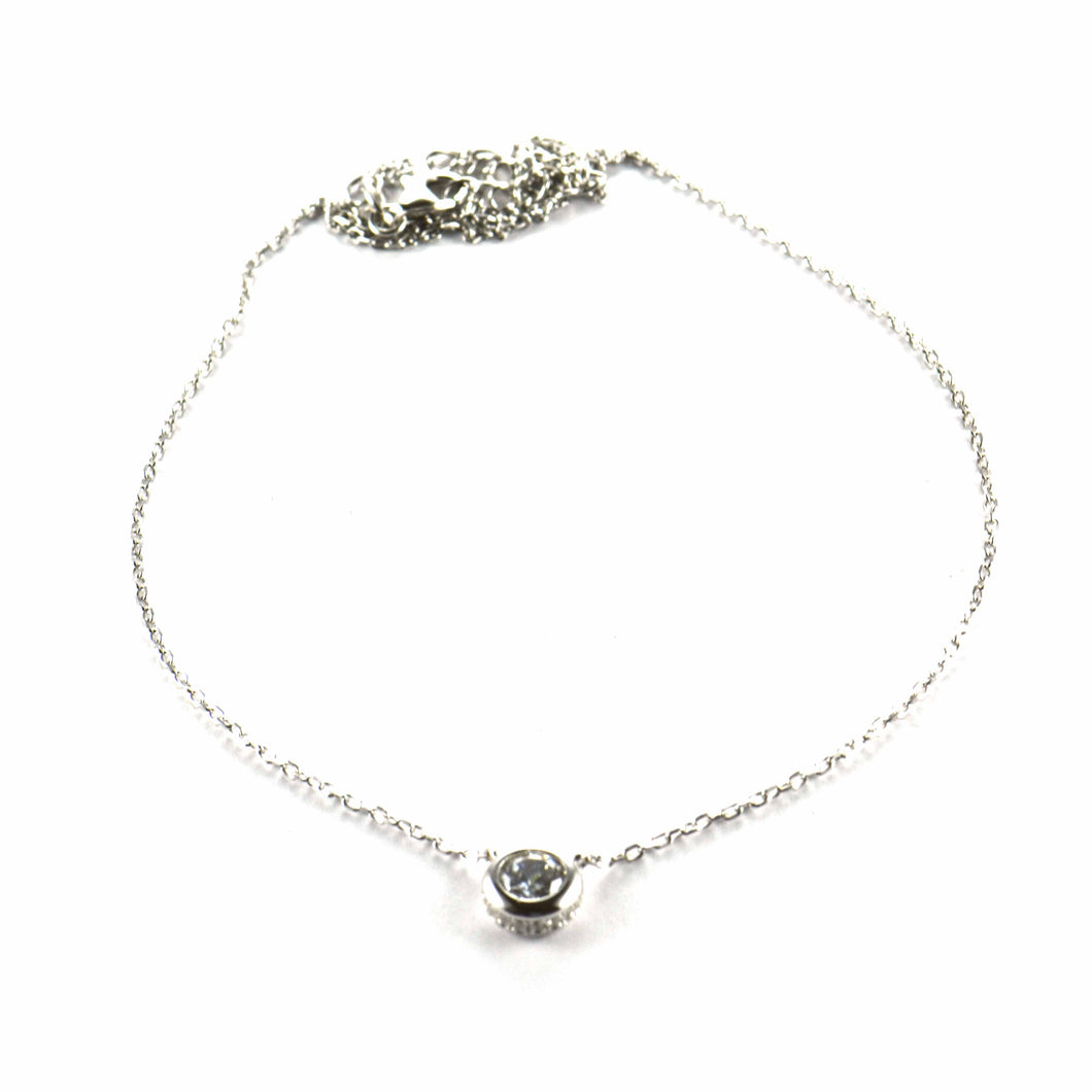 7mm CZ silver necklace
