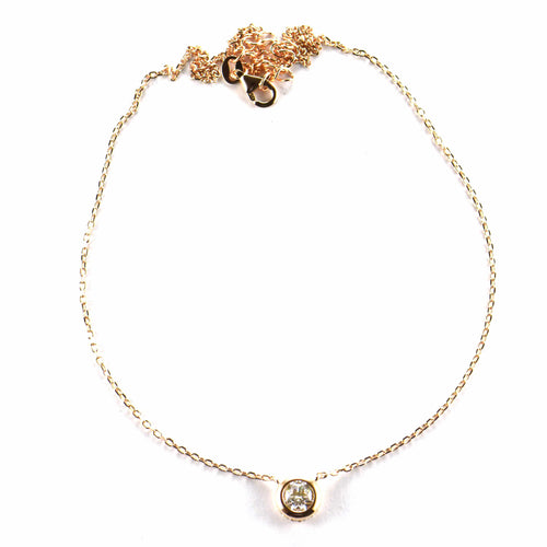 7mm CZ silver necklace with pink gold plating