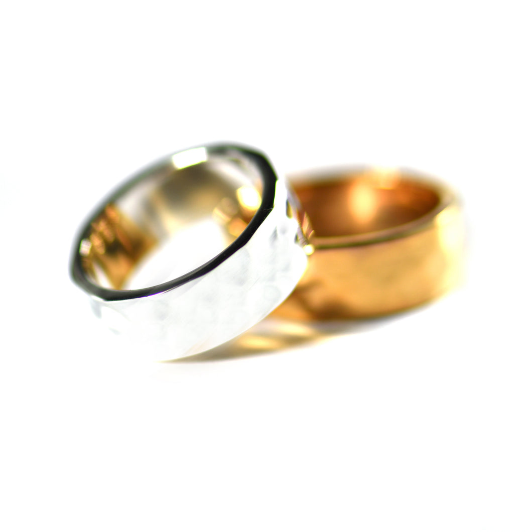 7mm Hummer silver couple ring with pink gold plating