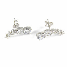 5 white CZ silver studs earring