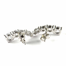 5 white CZ silver studs earring