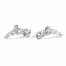 5 white CZ silver studs earring
