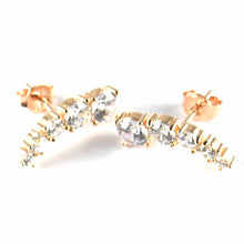 5 white CZ silver studs earring with pink gold plating