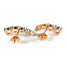 5 white CZ silver studs earring with pink gold plating