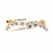 5 white CZ silver studs earring with pink gold plating