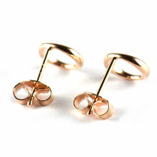 8mm circle pattern silver studs earring with pink gold plating