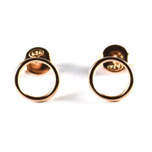 8mm circle pattern silver studs earring with pink gold plating
