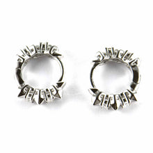 8mm circle silver earring with rivet & white CZ