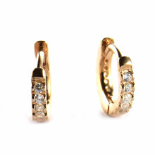 10mm circle silver earring with white CZ & pink gold plating
