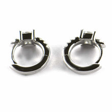 8mm silver circle earring with square CZ