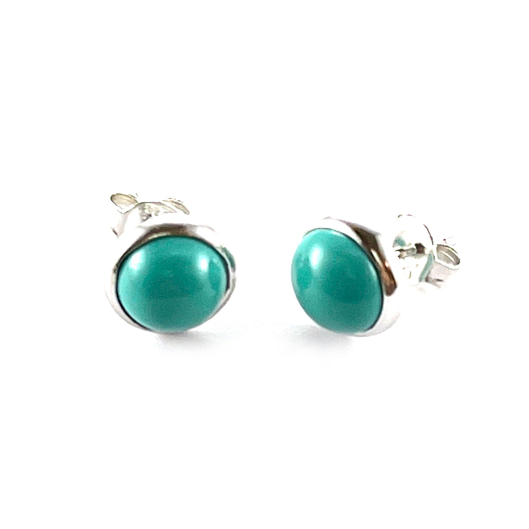 8mm turquoise silver studs earring