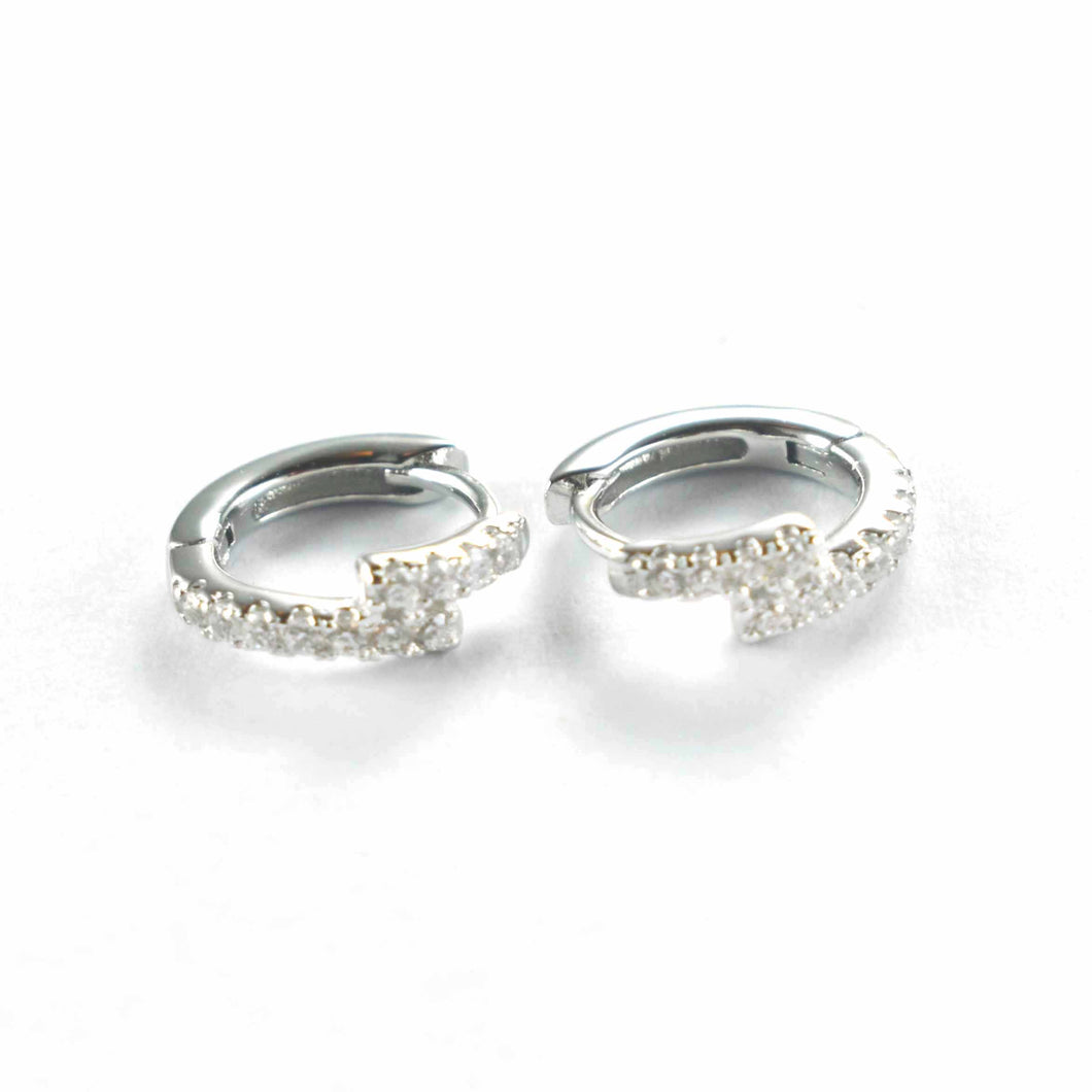 9mm circle earring with white CZ