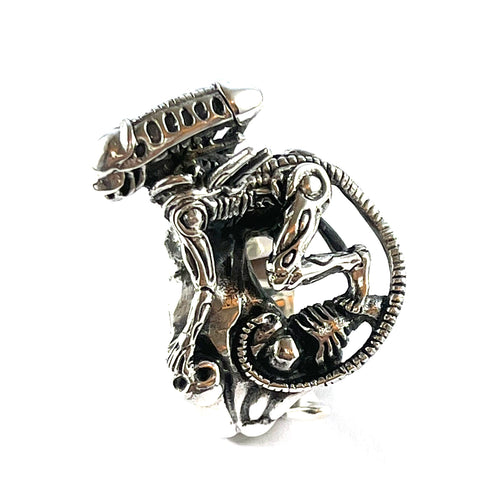 Alien silver ring