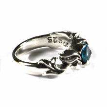 Aquarelle pattern silver ring with blue CZ