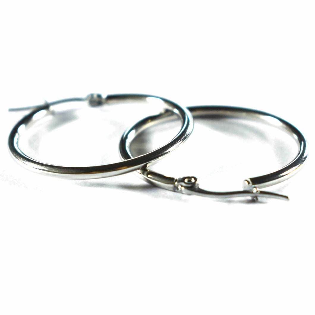 Plain stainless steel circle earring 30mm diameter