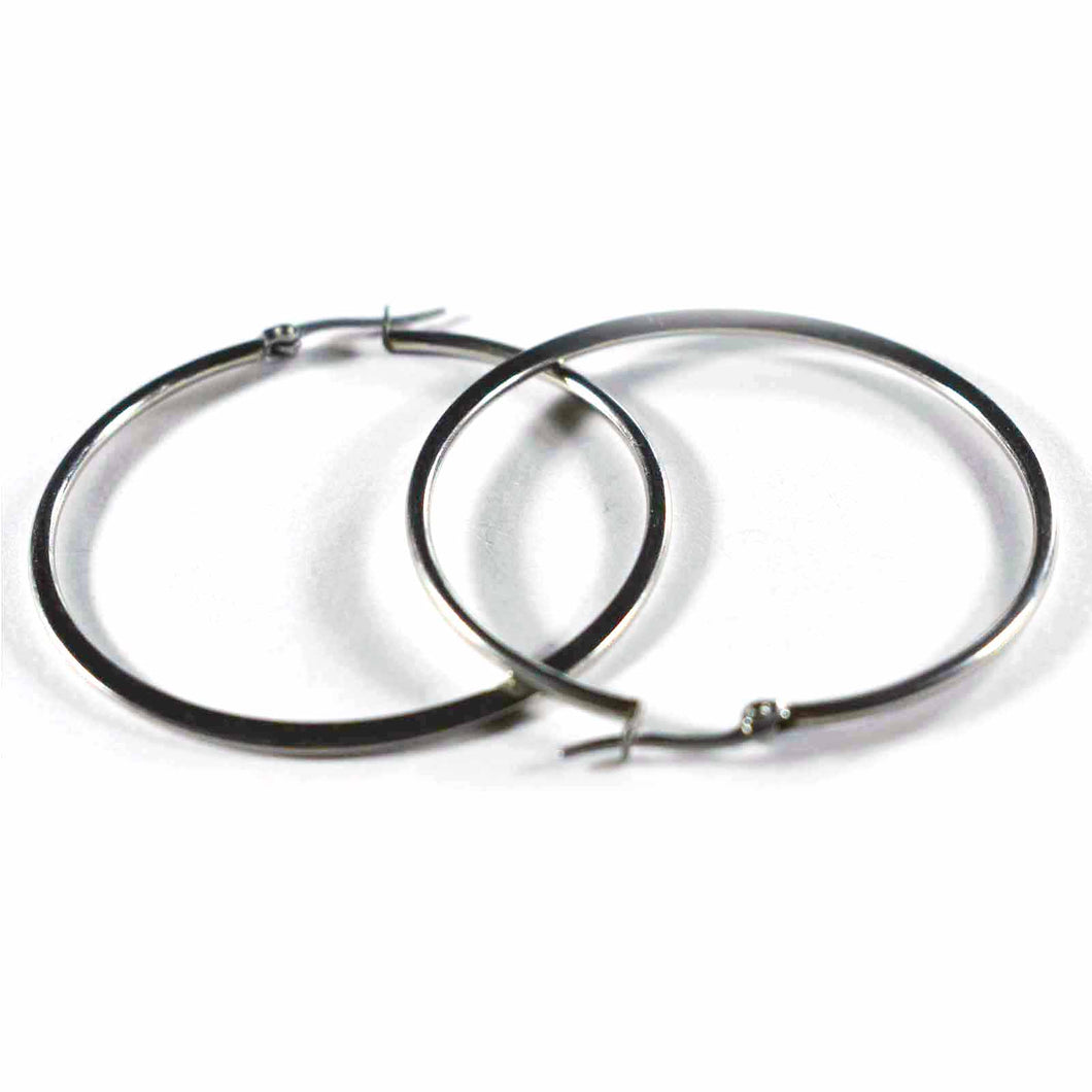 Flat pattern stainless steel circle earring 40 mm diameter