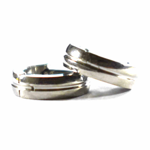 Line pattern circle stainless steel earring 3mm X 7mm