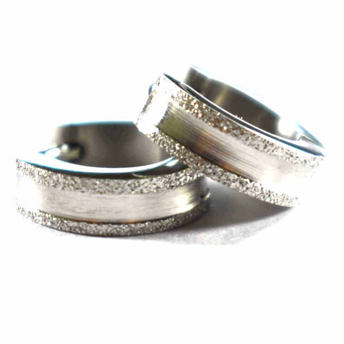 Two side snow cut circle stainless steel earring 4mm X 9mm