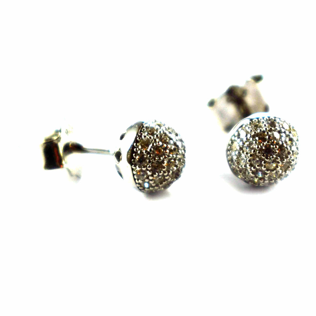 Ball silver earring with white cubic zirconia