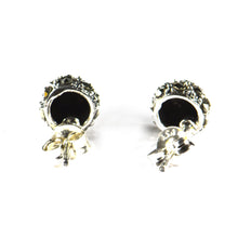 7mm Ball silver studs earring with marcasite