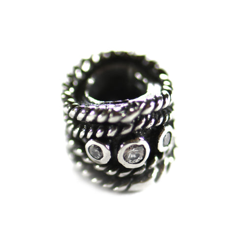 Basket silver beads with three CZ