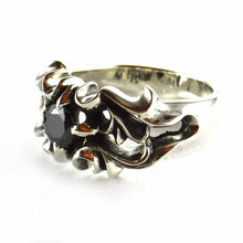 Bat silver ring with black CZ