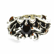 Bat silver ring with black CZ