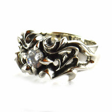 Bat silver ring with white CZ