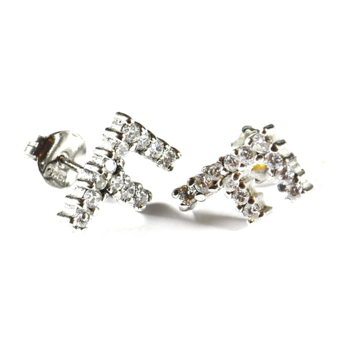 Big F silver earring