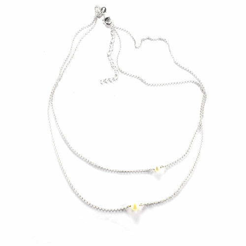 Big & small pearl silver necklace