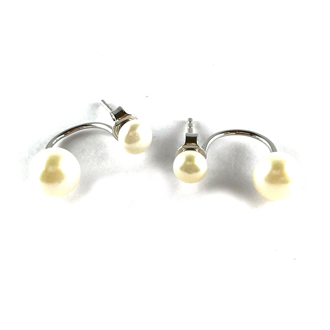 Big & small pearl silver studs earring
