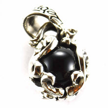 Small ball silver pendant with black stone