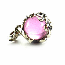 Big ball silver pendant with pink stone