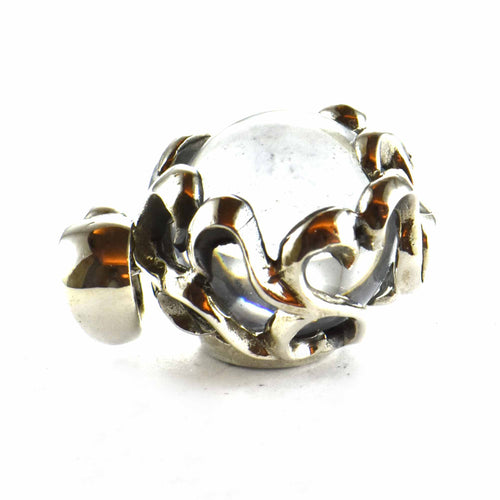 Big ball silver pendant with white stone