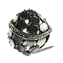 Big ball silver ring with marcasite