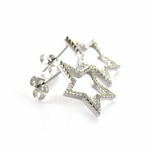 Big star silver earring with white CZ