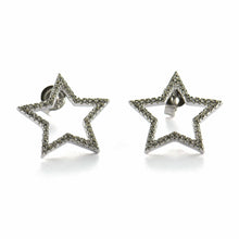 Big star silver earring with white CZ