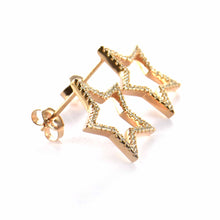 Big star studs silver earring with pink gold plating