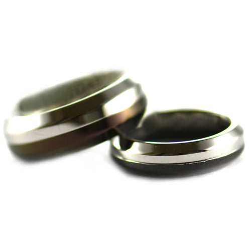 Black & Silver turning stainless steel couple ring
