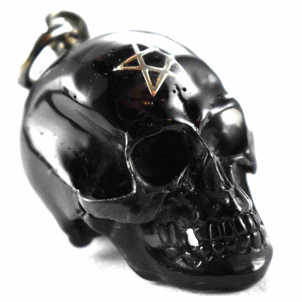 Black color with star pattern skull silver pendant