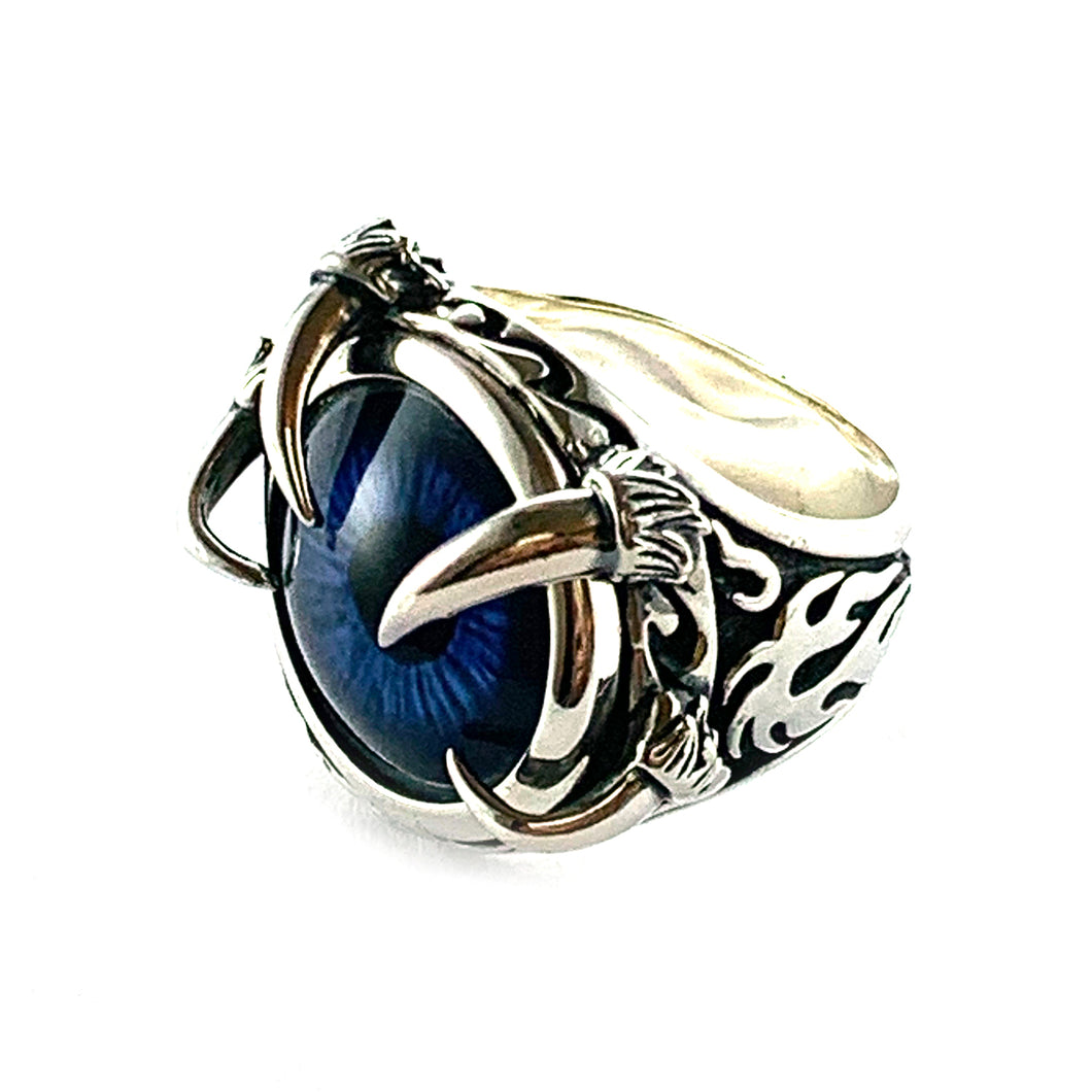 Blue eye silver ring