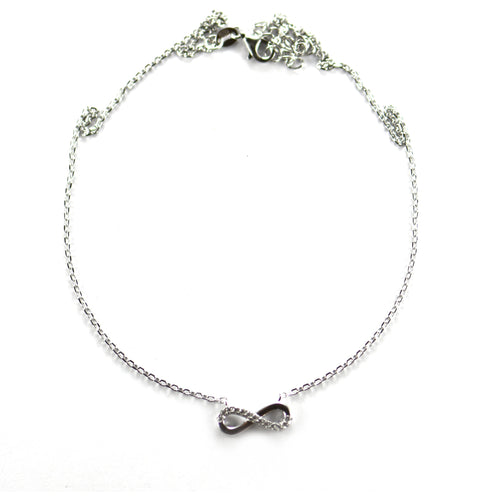 Bow silver necklace with prong set CZ