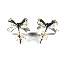 Bow silver studs earring with marcasite