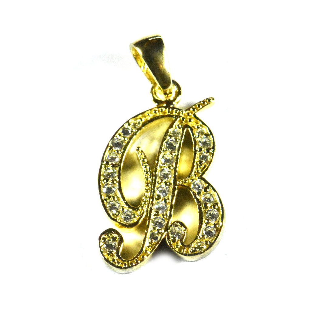 B silver pendant with 18K gold plating