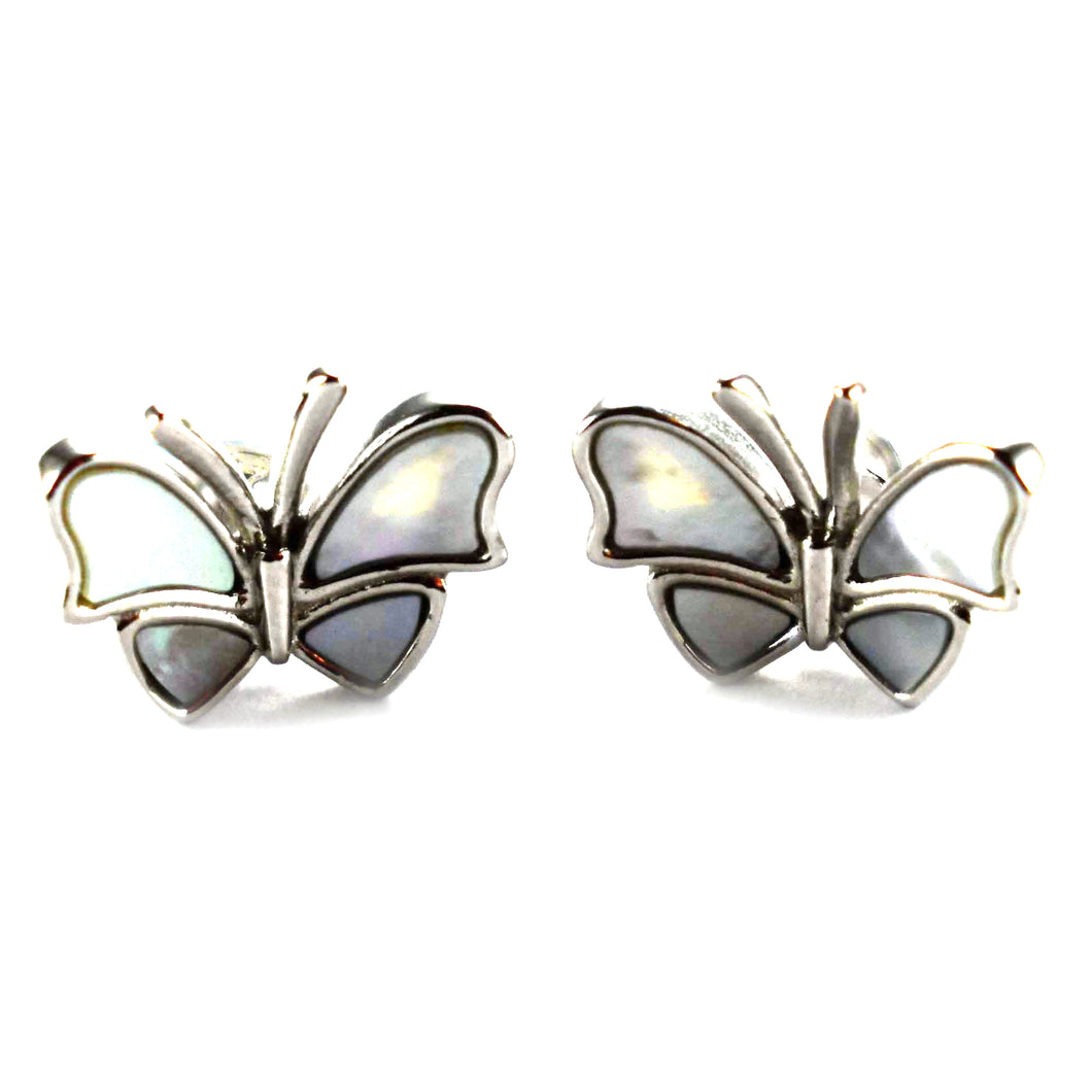 Butterfly silver earring with mother of pearl