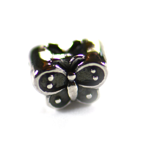 Butterfly silver beads with silver oxidizing